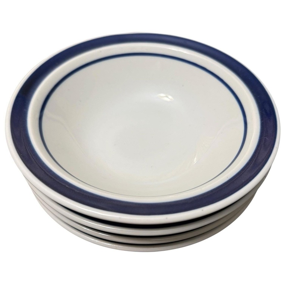 MSI Monterrey Blue Stoneware Soup Cereal Bowls Set of 4 Blue Band Rim USA